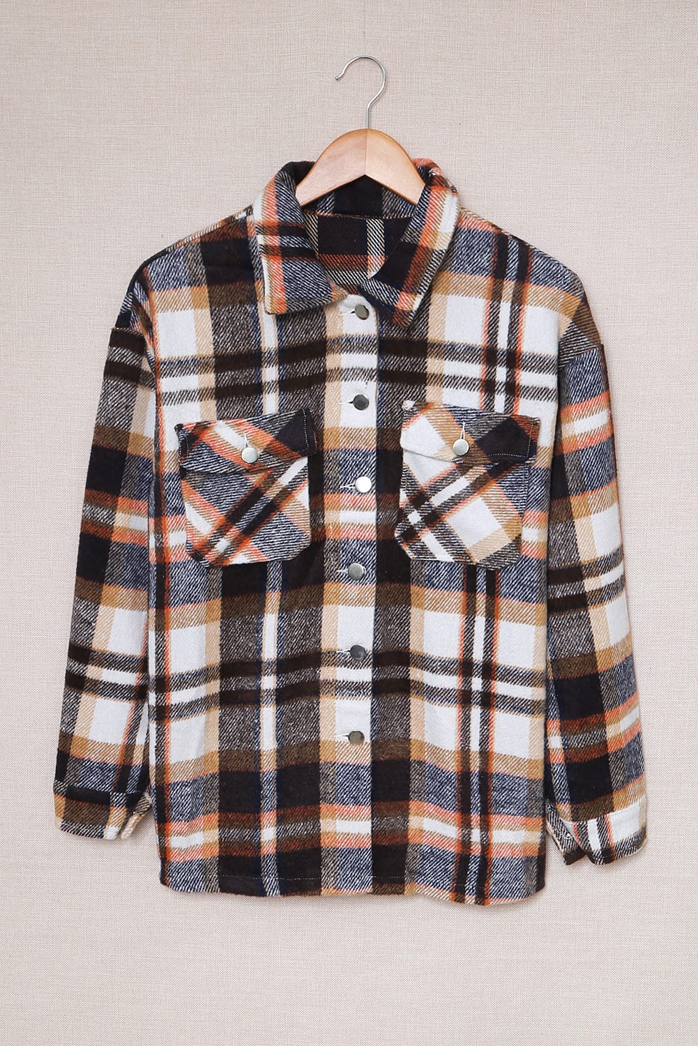 Multicolor Plaid Casual Button Up Flannel Shacket *