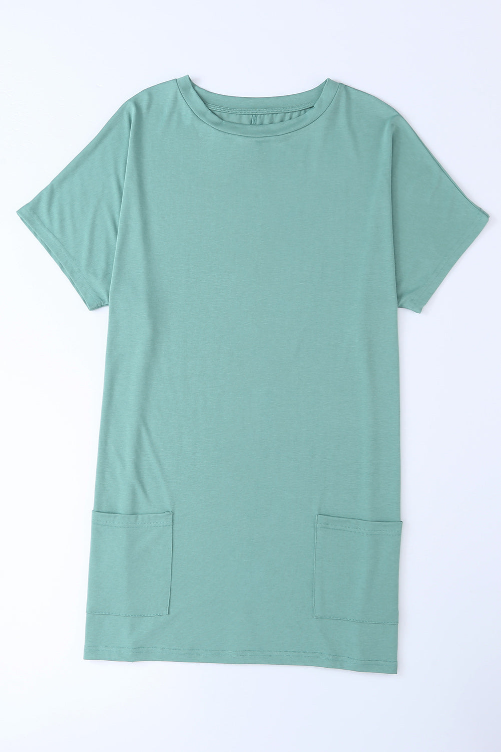 Light Blue Loose Pocket Casual Tunic Long T-Shirt