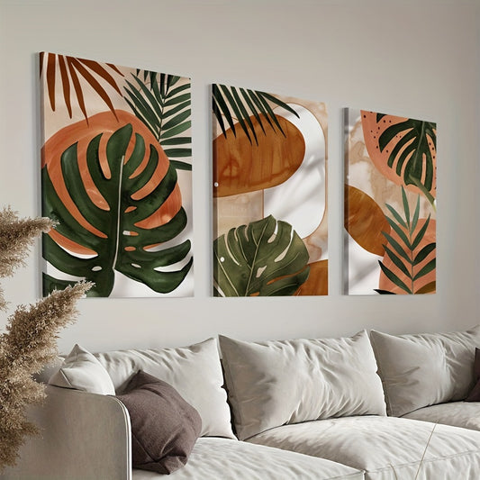 Lounge Boho Abstract Leaf Canvas Paintings