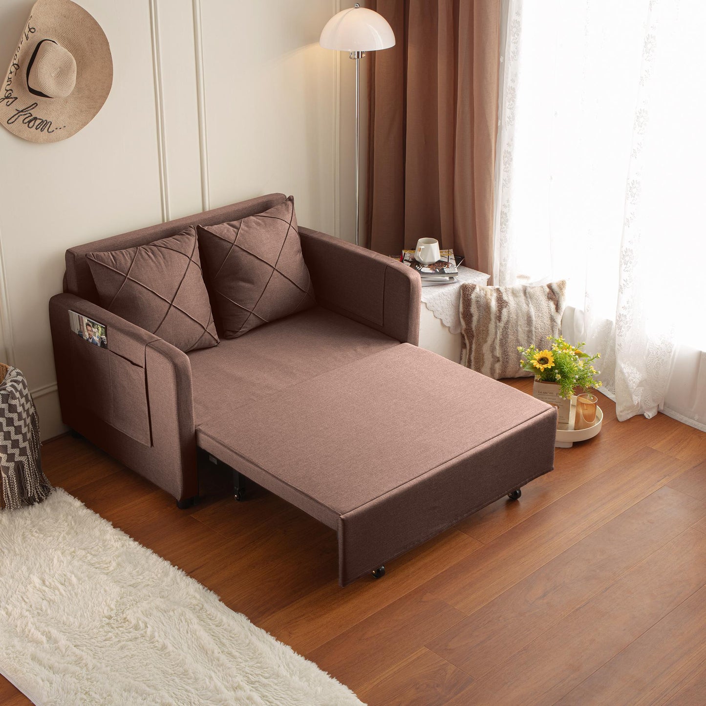 Love Seat Futon with Headboard +2 Pillows