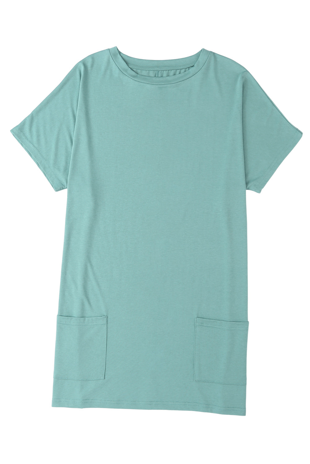 Light Blue Loose Pocket Casual Tunic Long T-Shirt