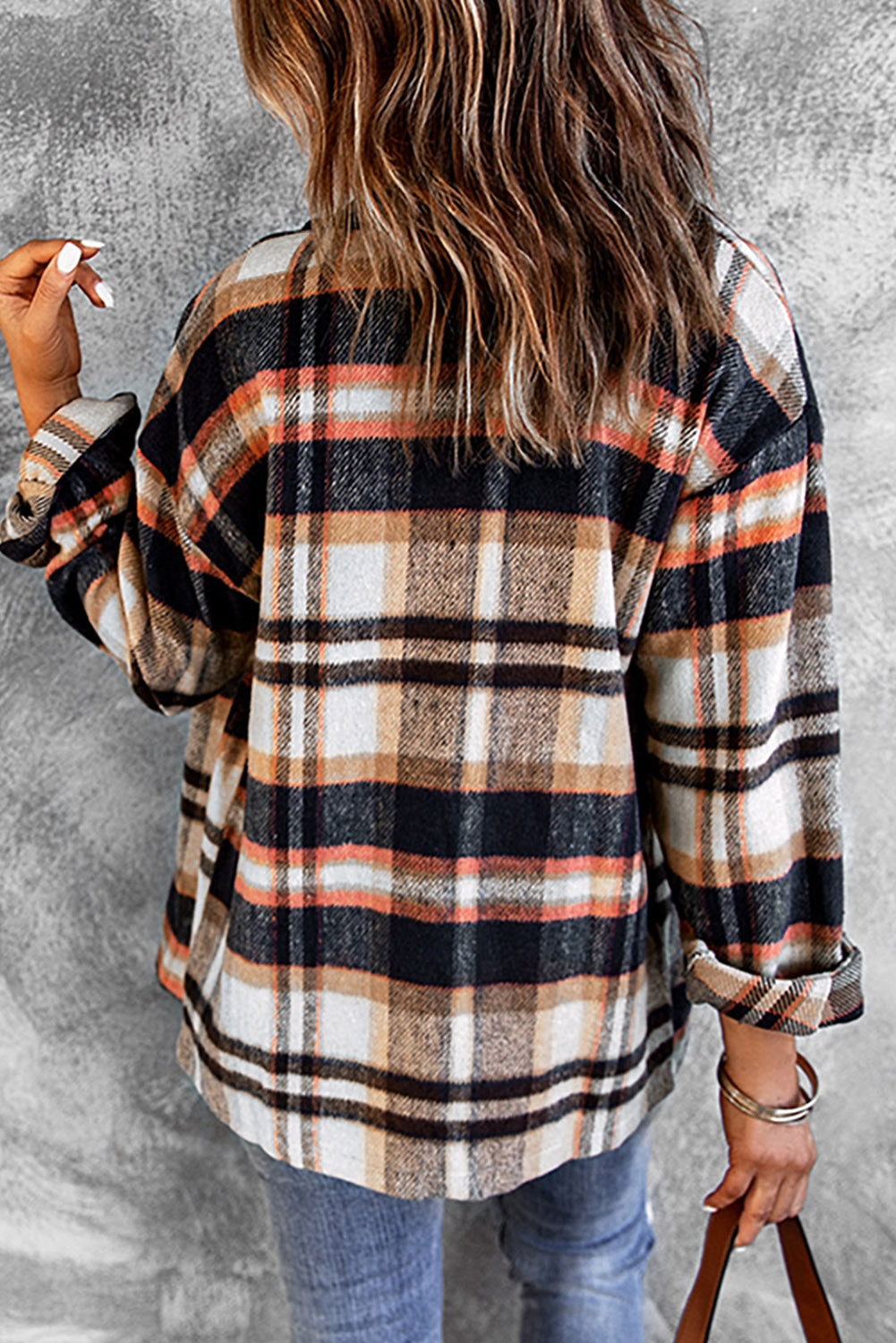 Multicolor Plaid Casual Button Up Flannel Shacket *