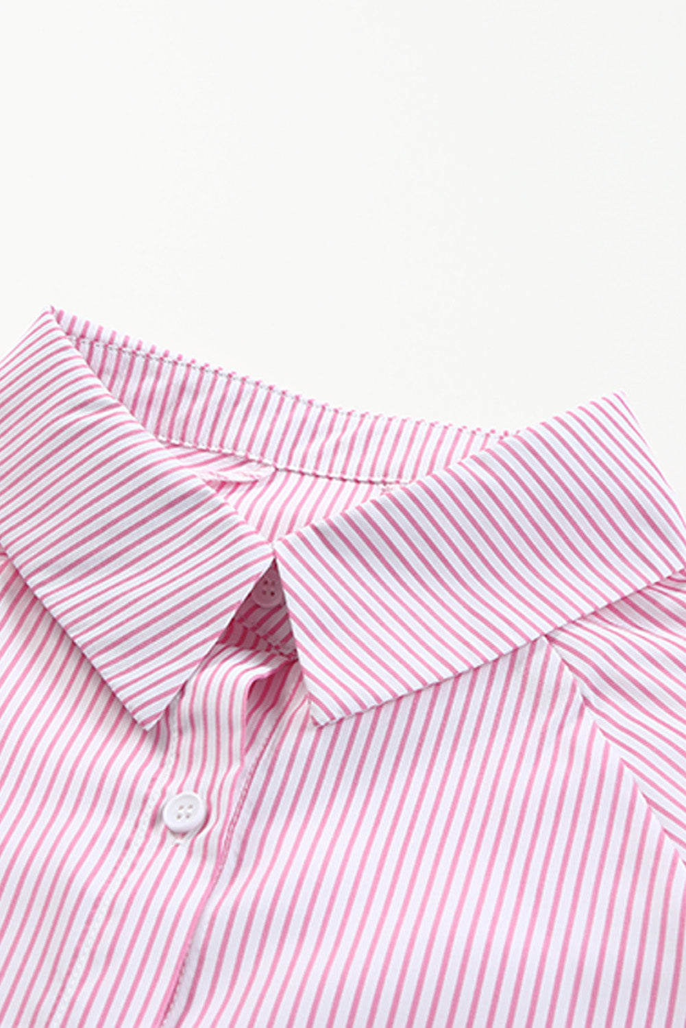 Black Striped Casual Shirred Cuffs Shirt *