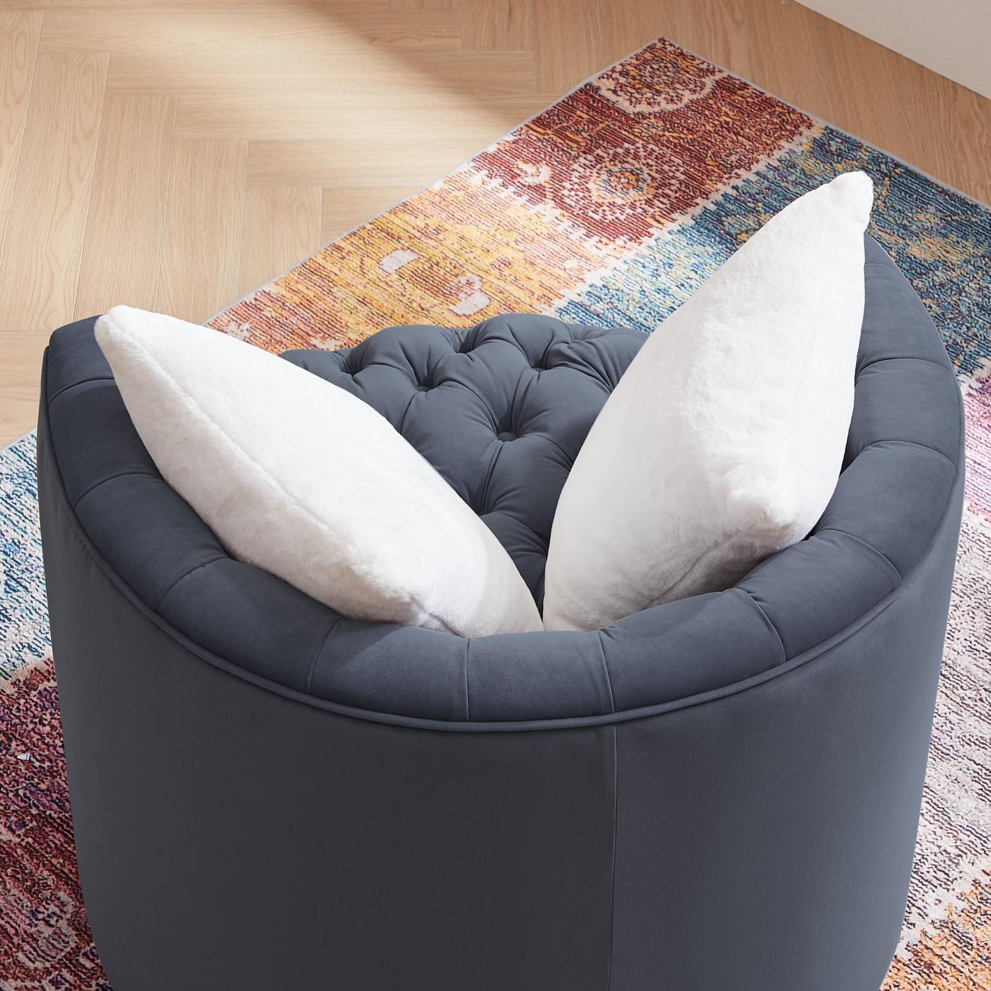 360° Swivel Barrel Chair with Pillows