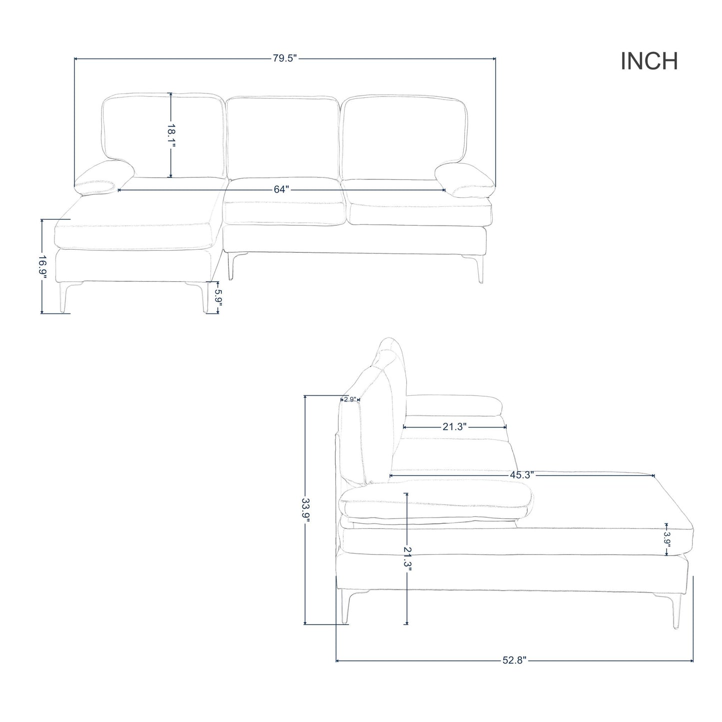 Left Hand facing Sofa & Chaise