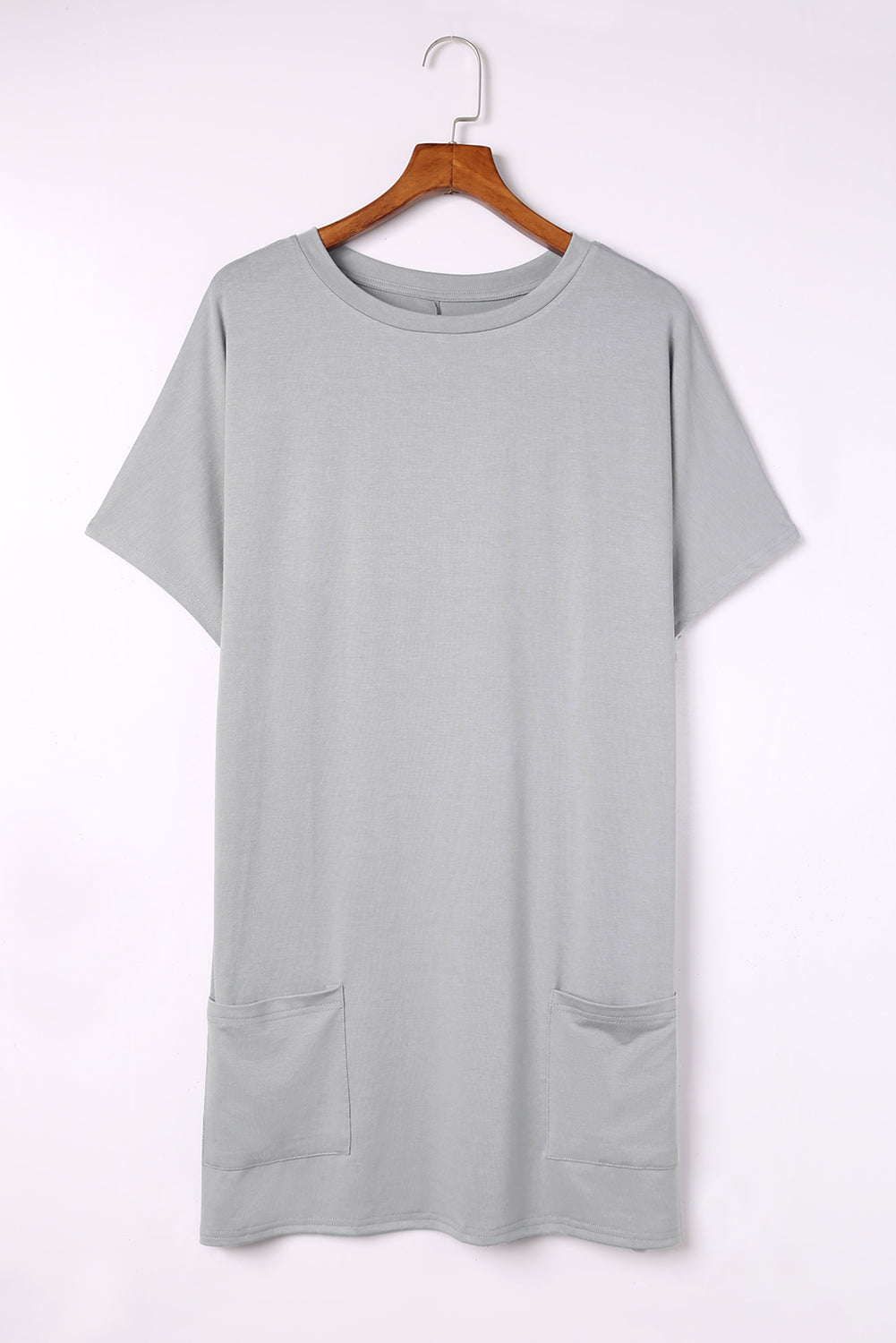 Light Blue Loose Pocket Casual Tunic Long T-Shirt