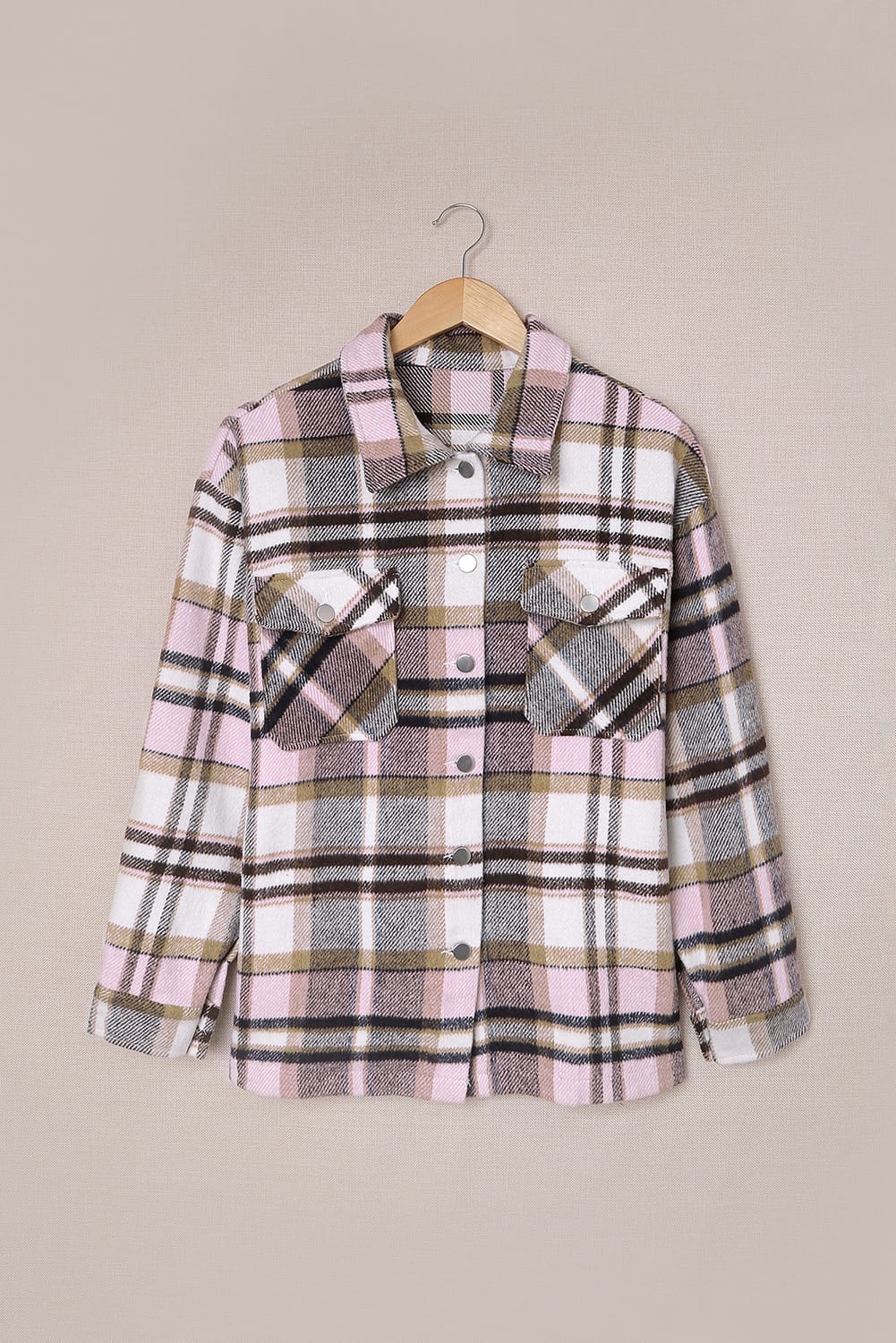 Multicolor Plaid Casual Button Up Flannel Shacket *