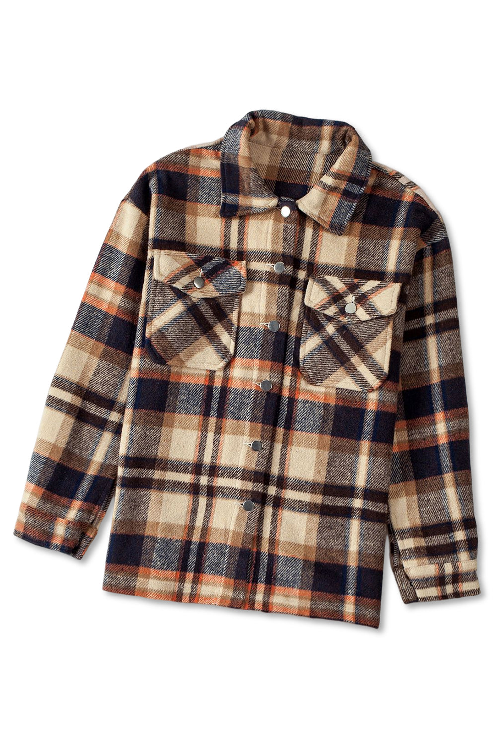 Multicolor Plaid Casual Button Up Flannel Shacket *