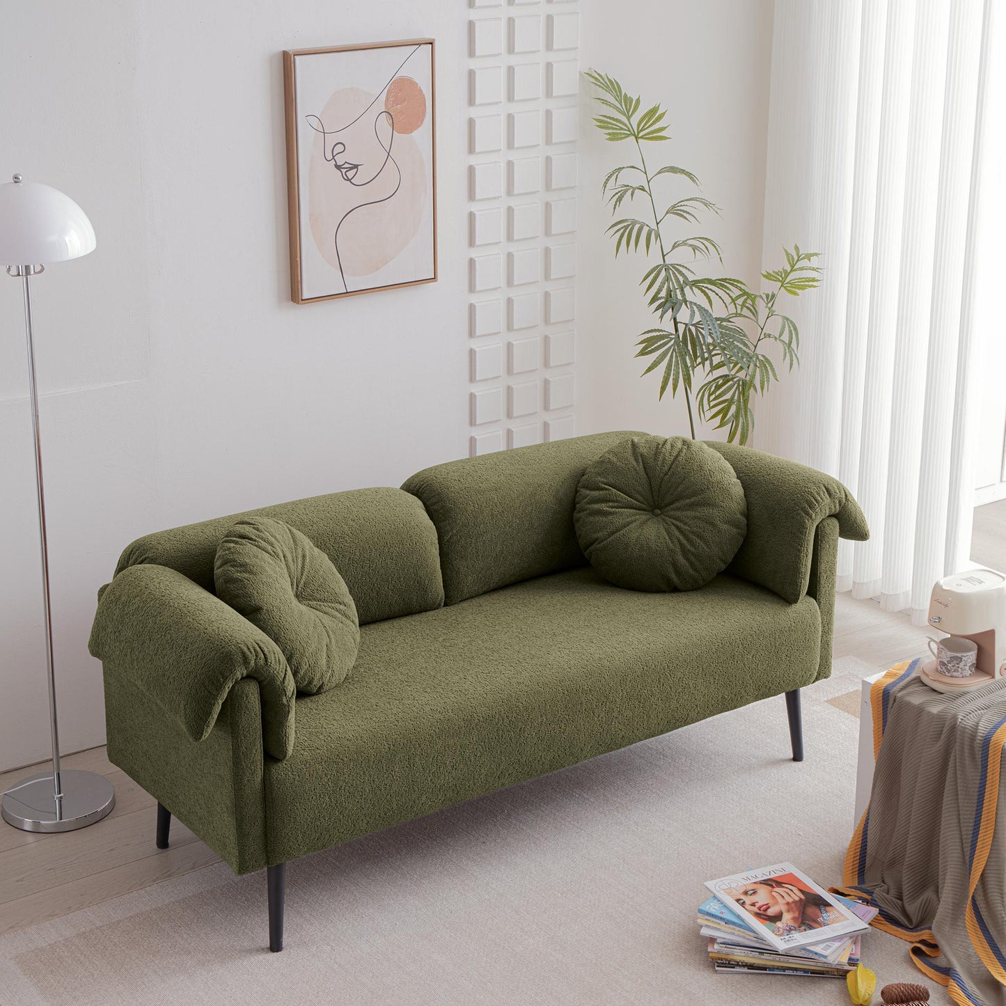 Wool Sofa With Decorative Throw Pillows