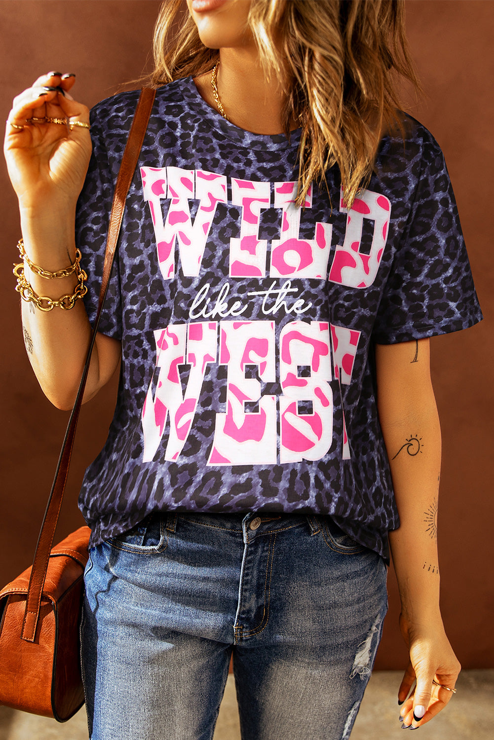 Leopard WILD like the WEST Letter Print Graphic Tee*