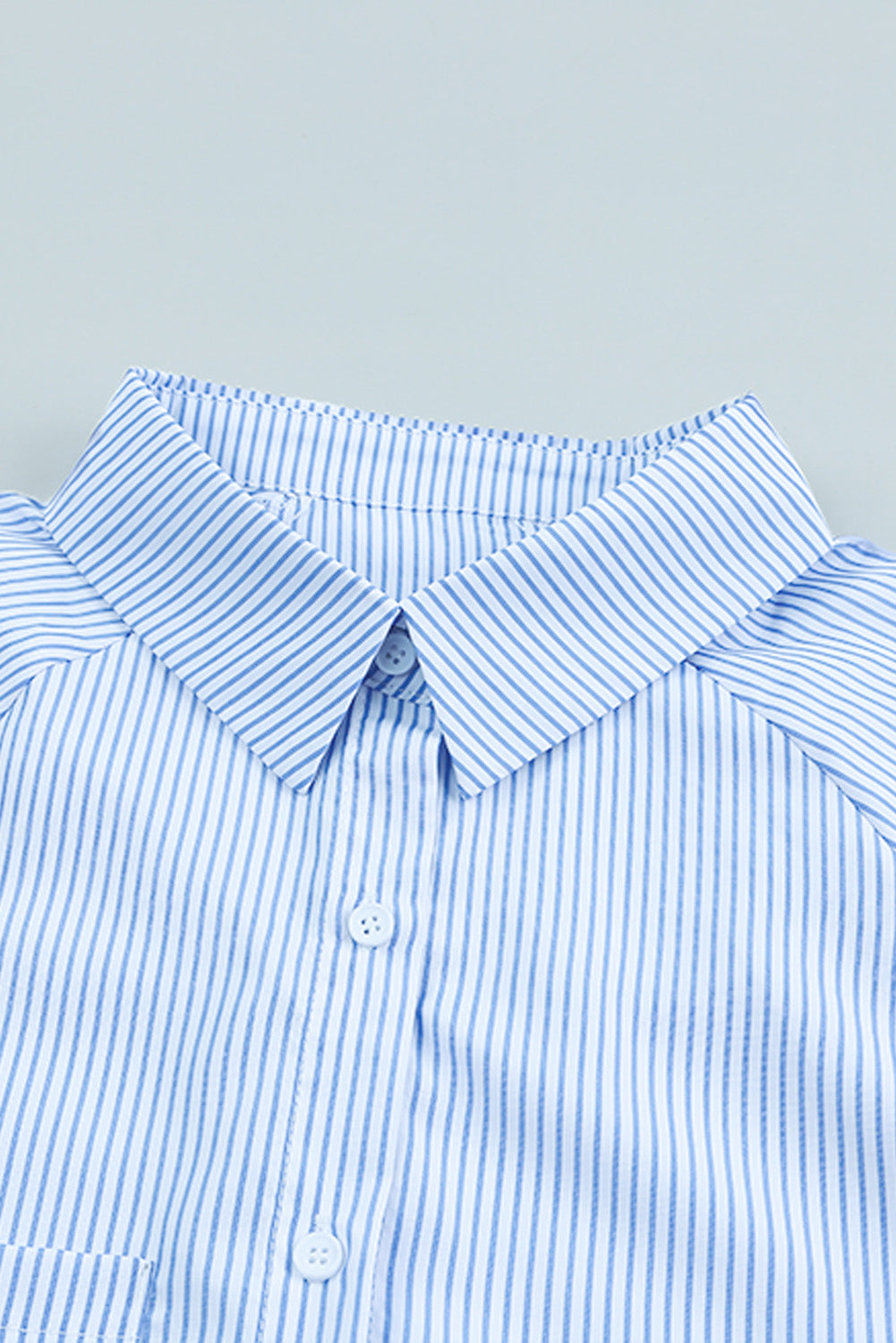 Black Striped Casual Shirred Cuffs Shirt *