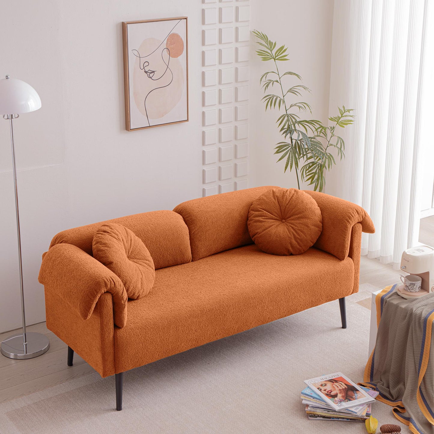 Wool Sofa With Decorative Throw Pillows