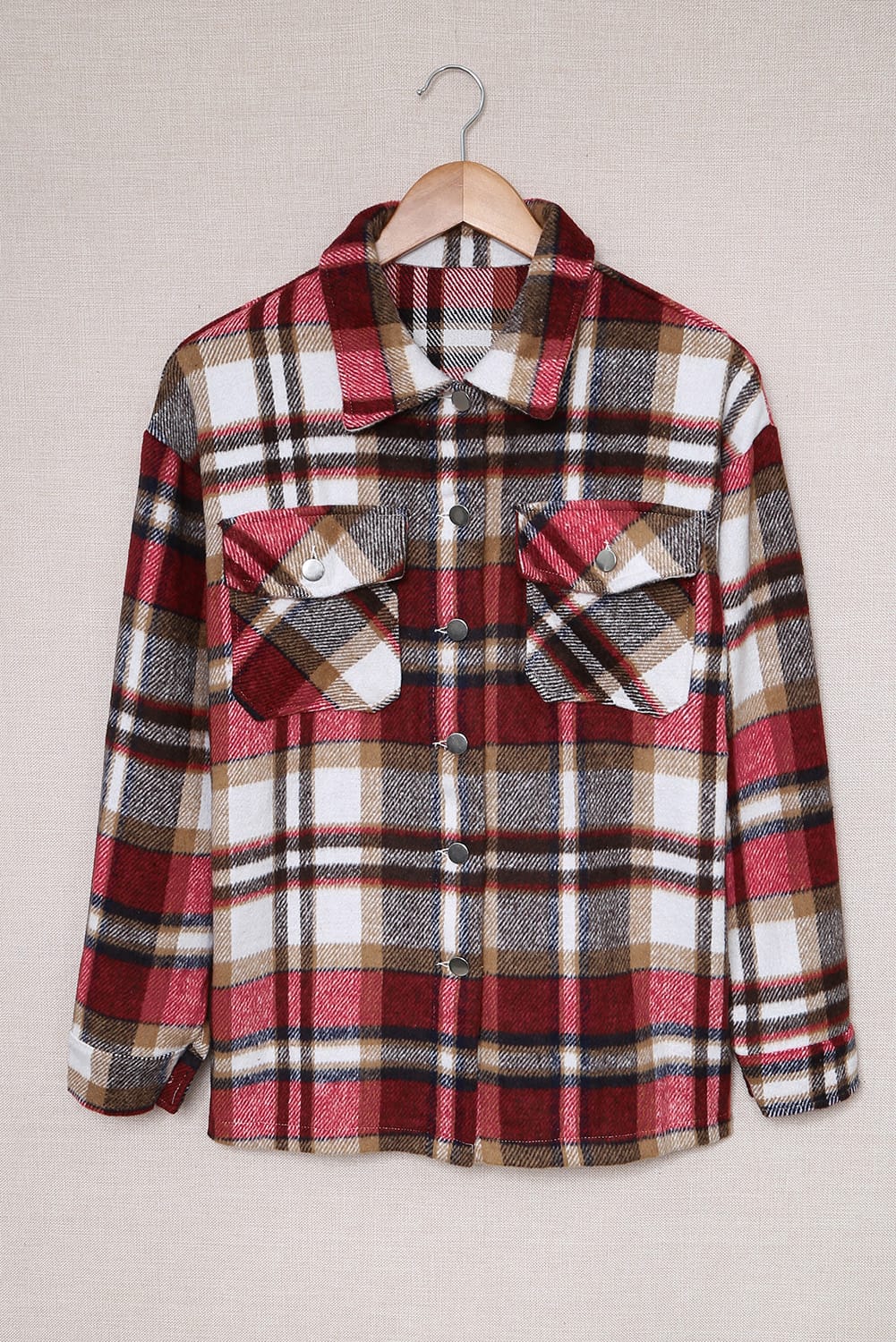 Multicolor Plaid Casual Button Up Flannel Shacket *