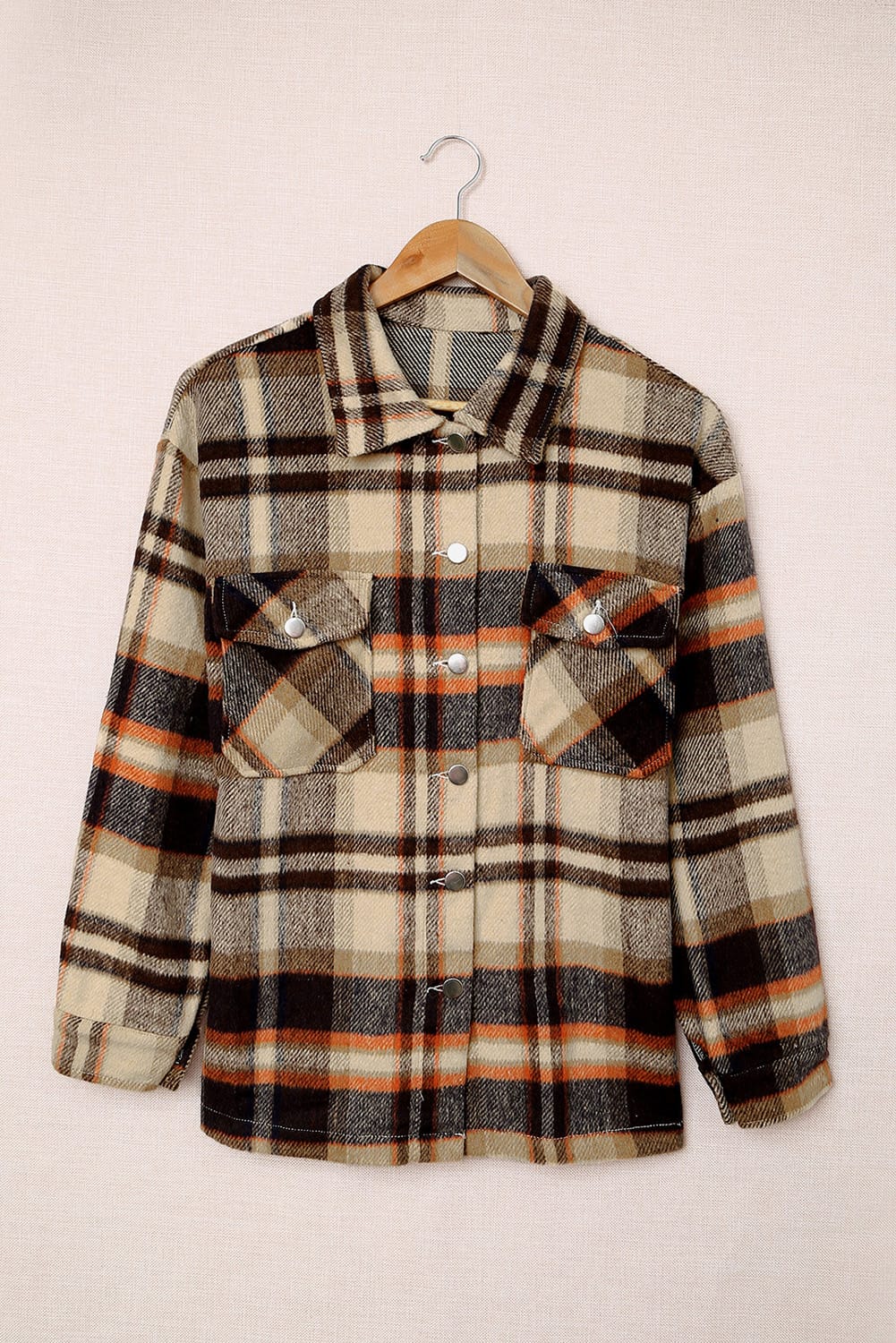 Multicolor Plaid Casual Button Up Flannel Shacket *