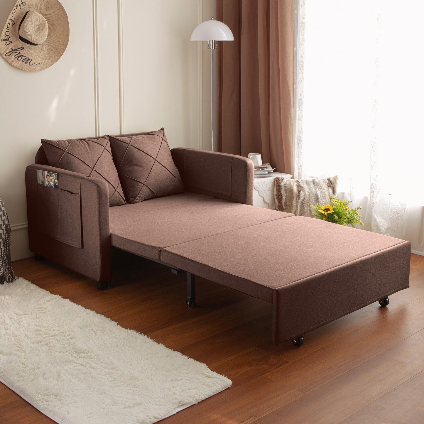 Love Seat Futon with Headboard +2 Pillows