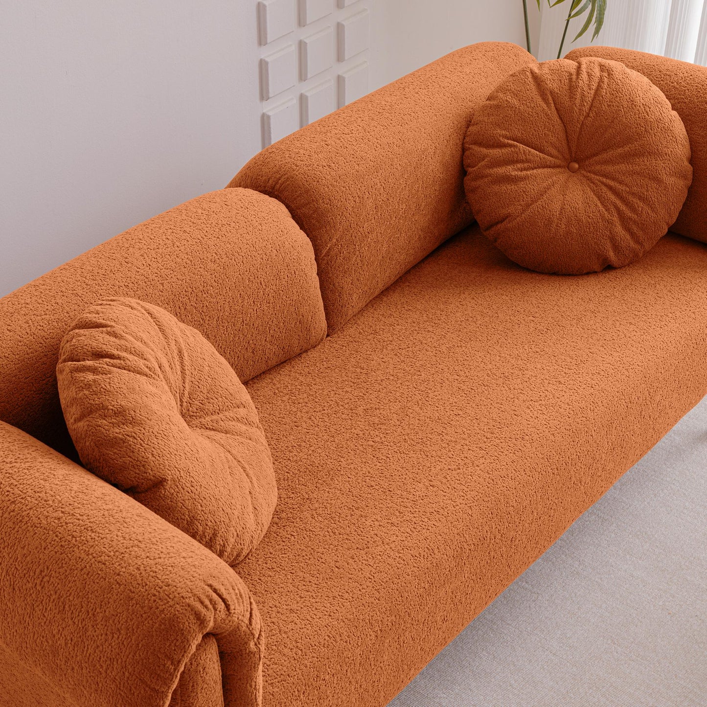 Wool Sofa With Decorative Throw Pillows