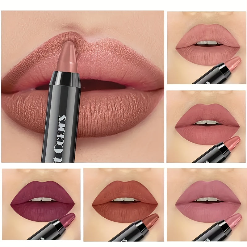 Nude 6Pcs Crayon Matte Lipstick Set Waterproof