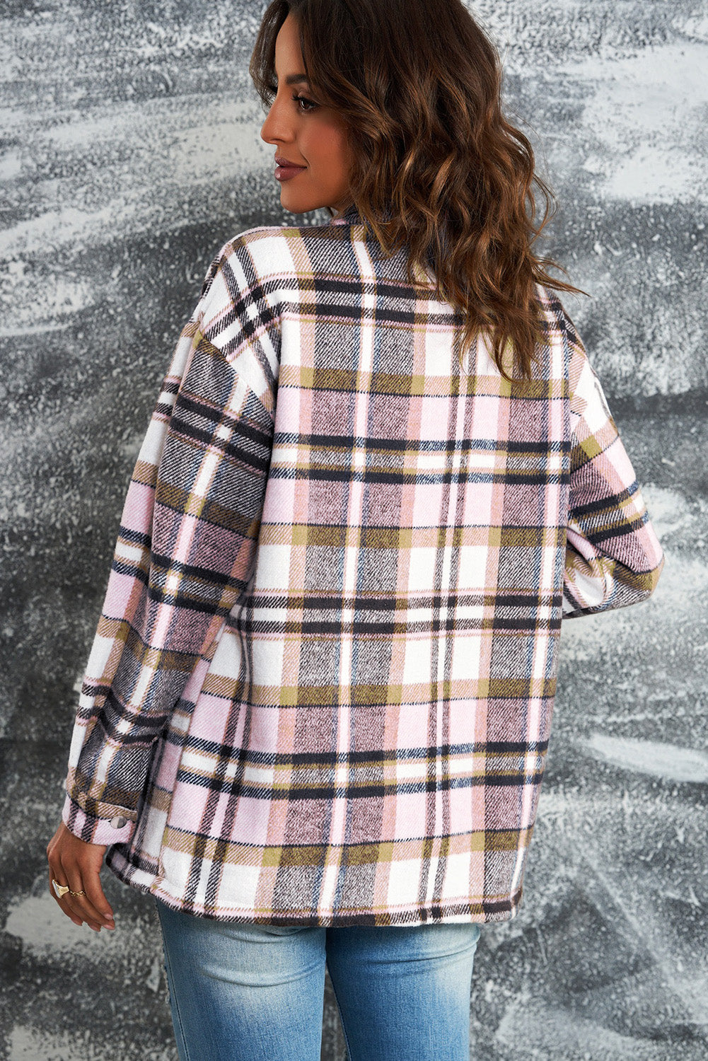 Multicolor Plaid Casual Button Up Flannel Shacket *