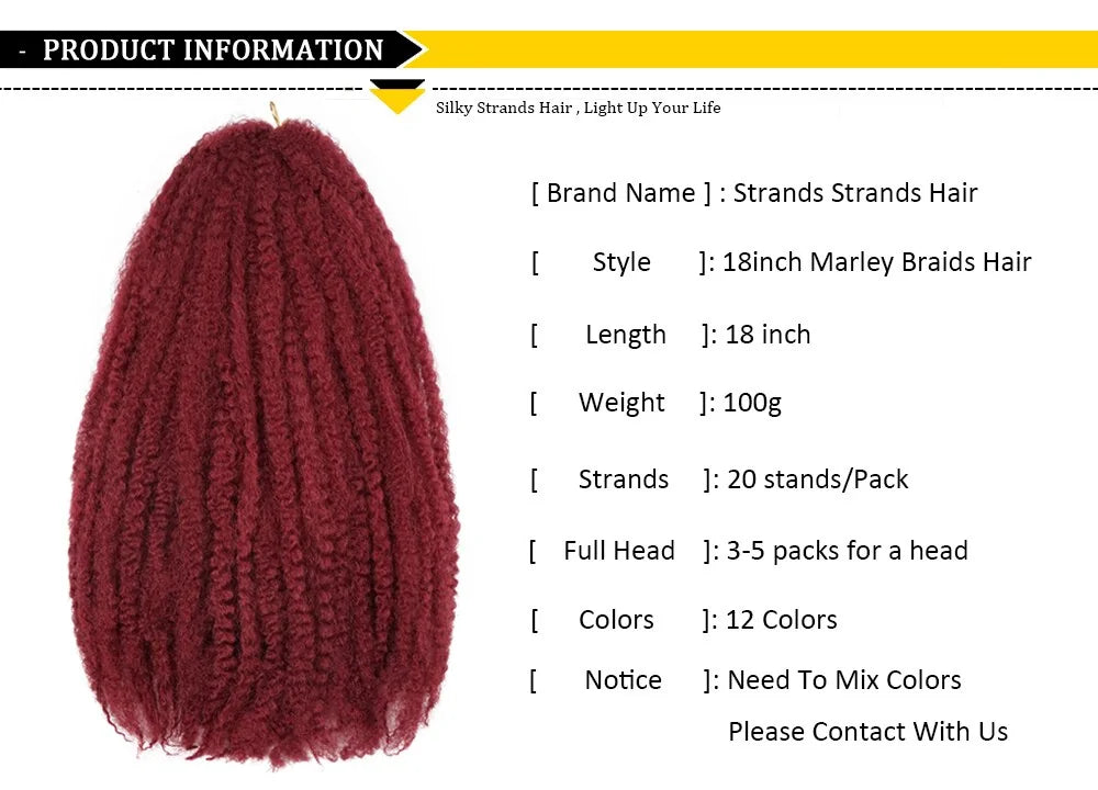 18" Marley Braids Hair Crochet