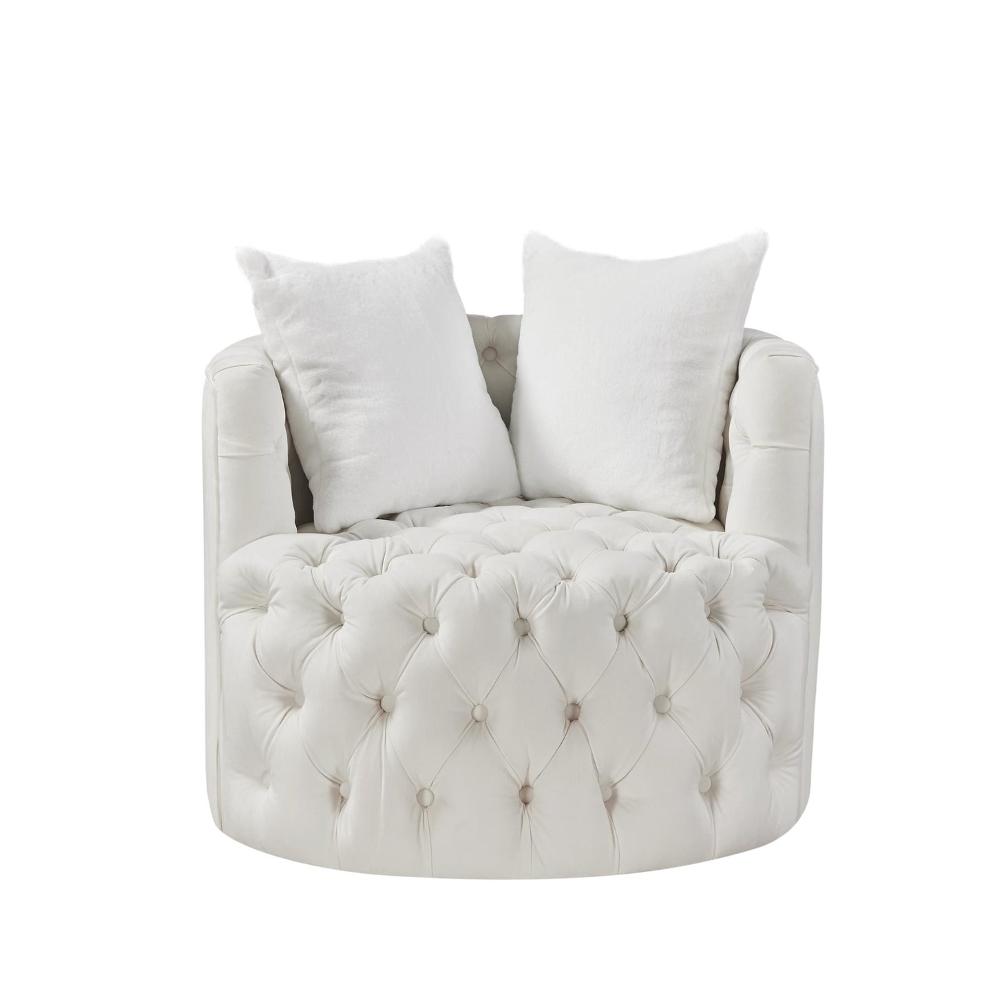 360° Swivel Barrel Chair with Pillows