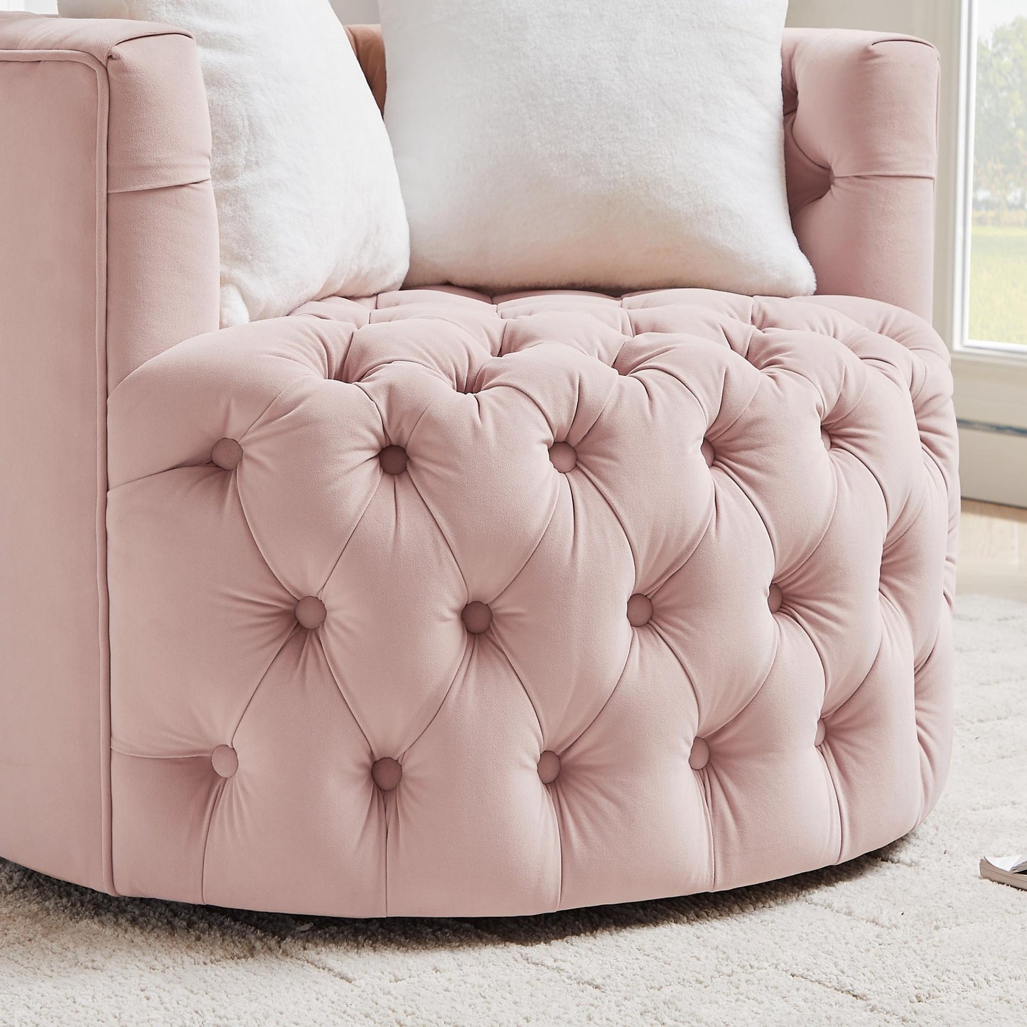 360° Swivel Barrel Chair with Pillows