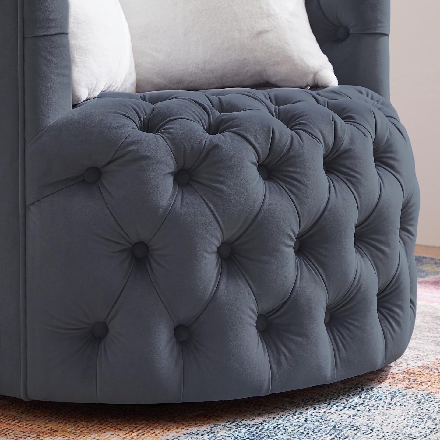 360° Swivel Barrel Chair with Pillows