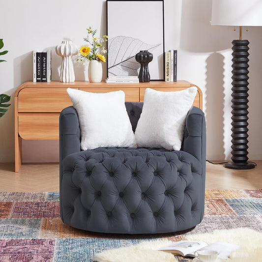 360° Swivel Barrel Chair with Pillows