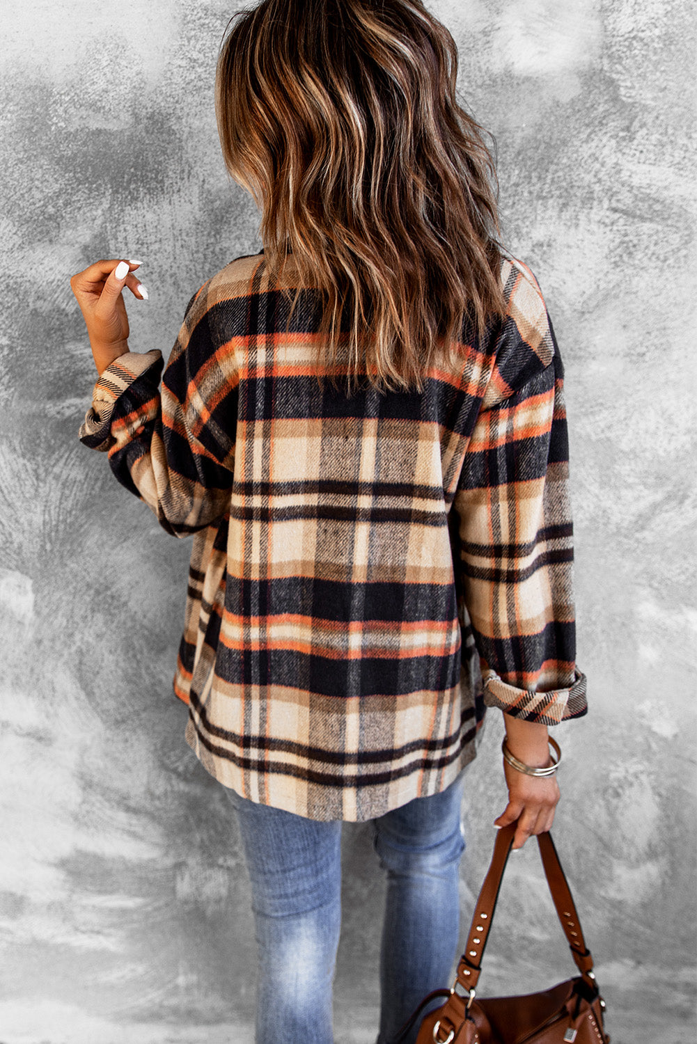 Multicolor Plaid Casual Button Up Flannel Shacket *