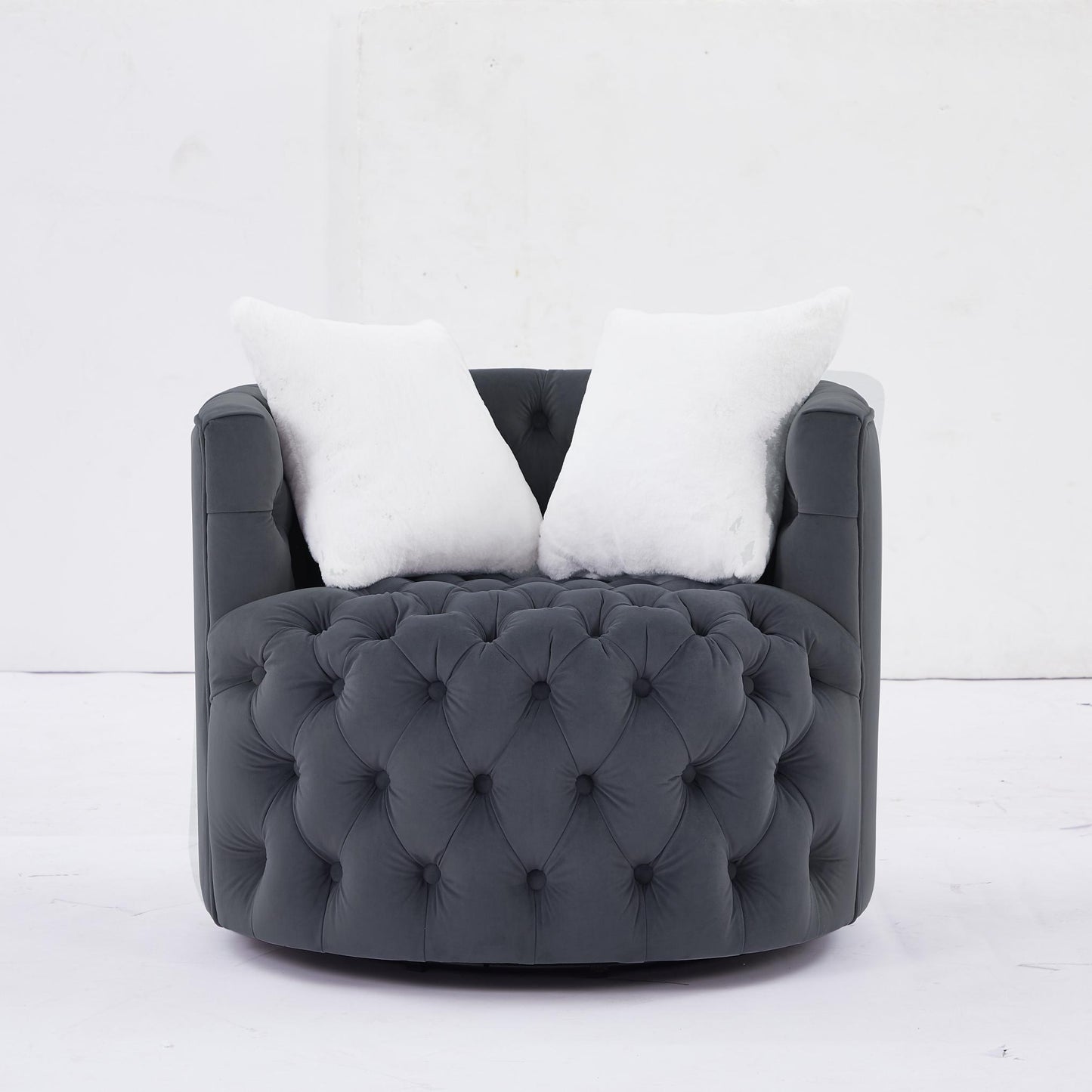 360° Swivel Barrel Chair with Pillows