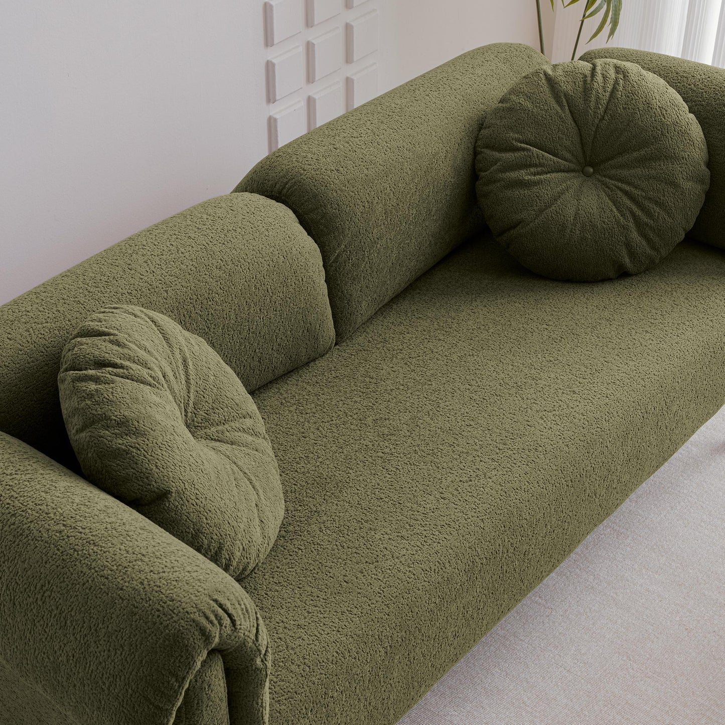 Wool Sofa With Decorative Throw Pillows