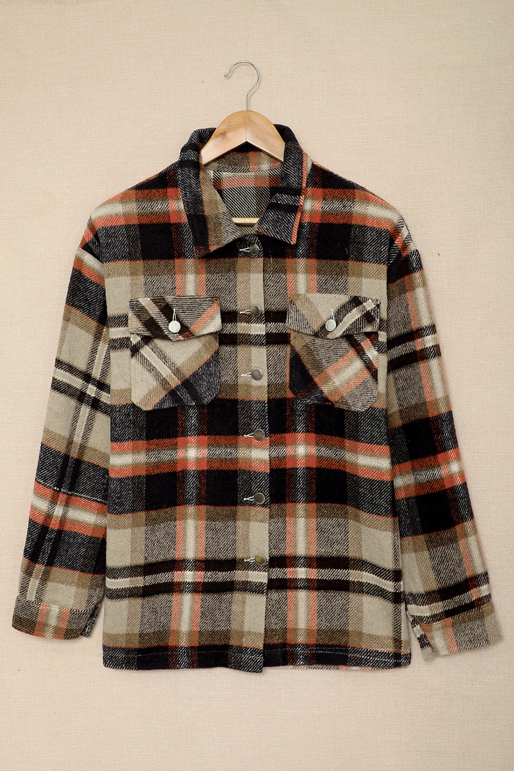 Multicolor Plaid Casual Button Up Flannel Shacket *