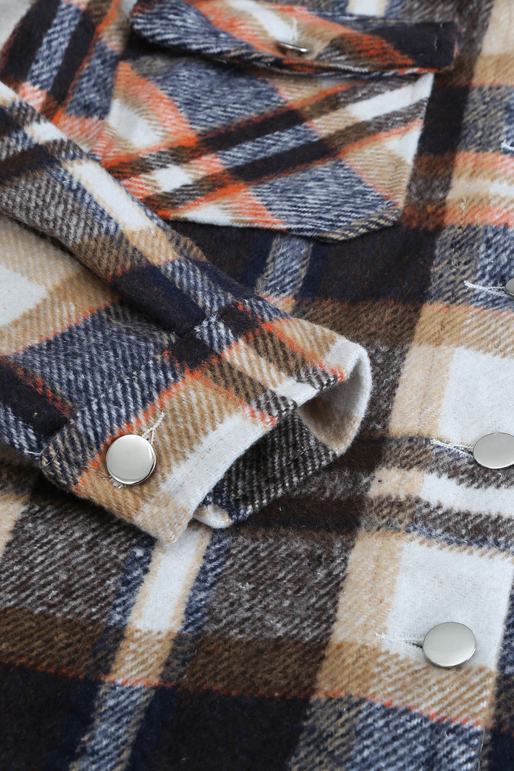 Multicolor Plaid Casual Button Up Flannel Shacket *