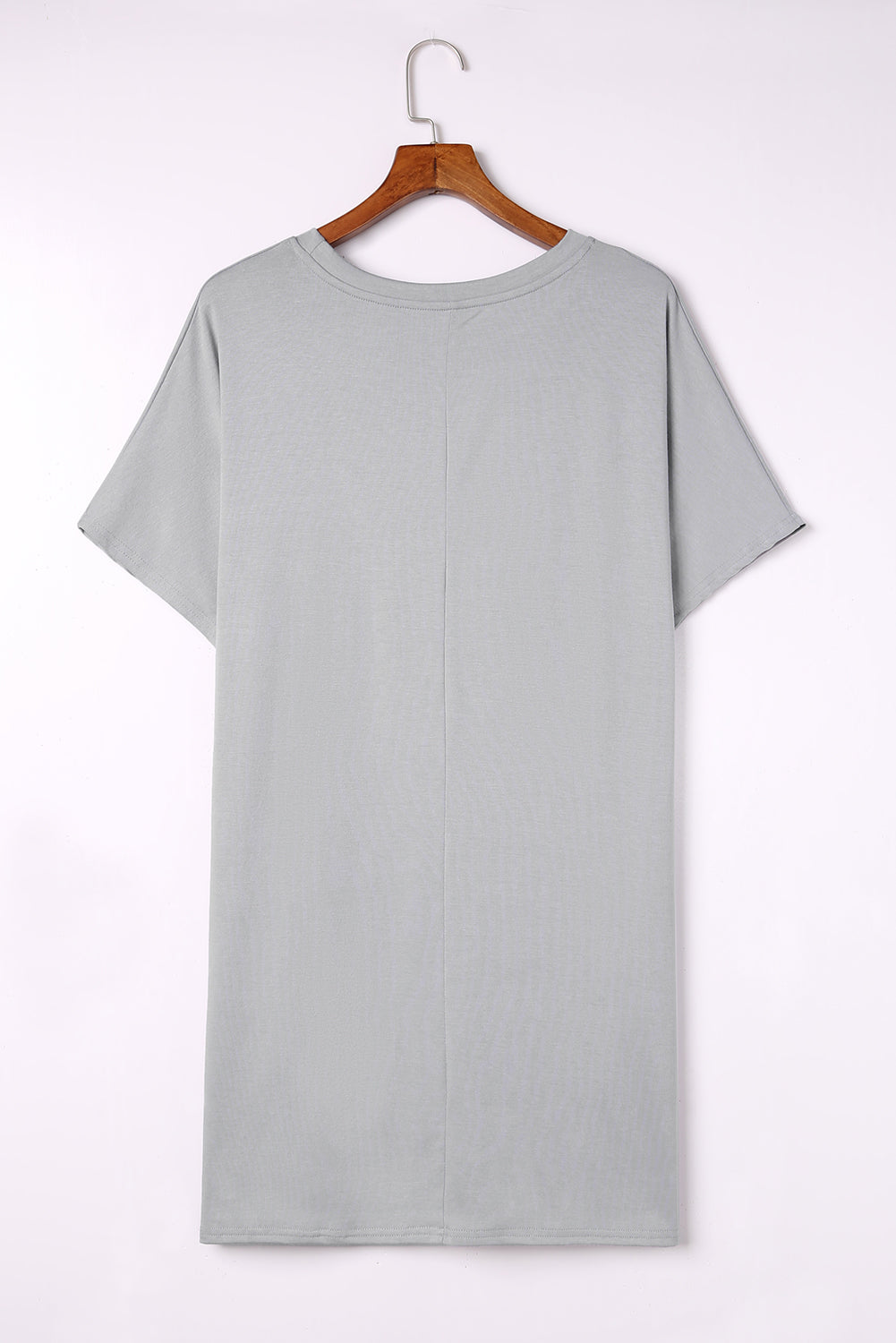 Light Blue Loose Pocket Casual Tunic Long T-Shirt