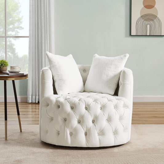 360° Swivel Barrel Chair with Pillows