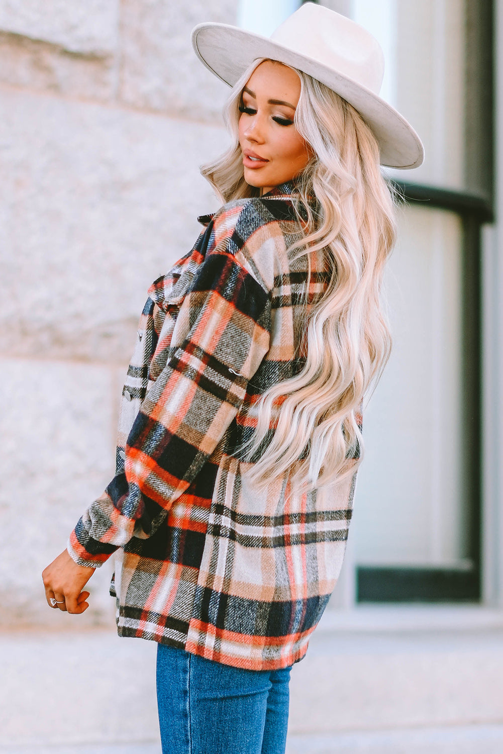 Multicolor Plaid Casual Button Up Flannel Shacket *