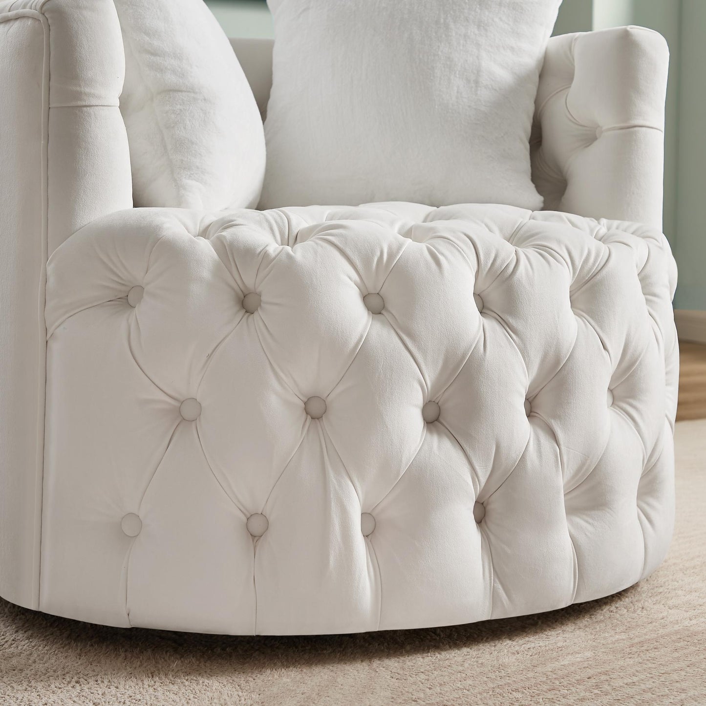 360° Swivel Barrel Chair with Pillows