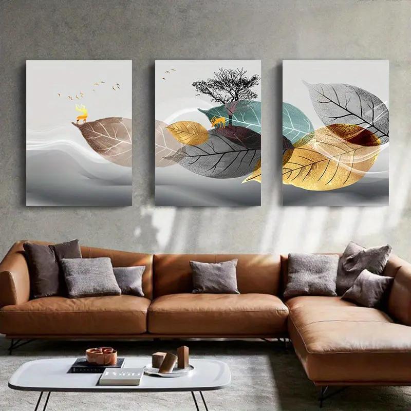 Abstract Wall Art Golden Autumn Leaves