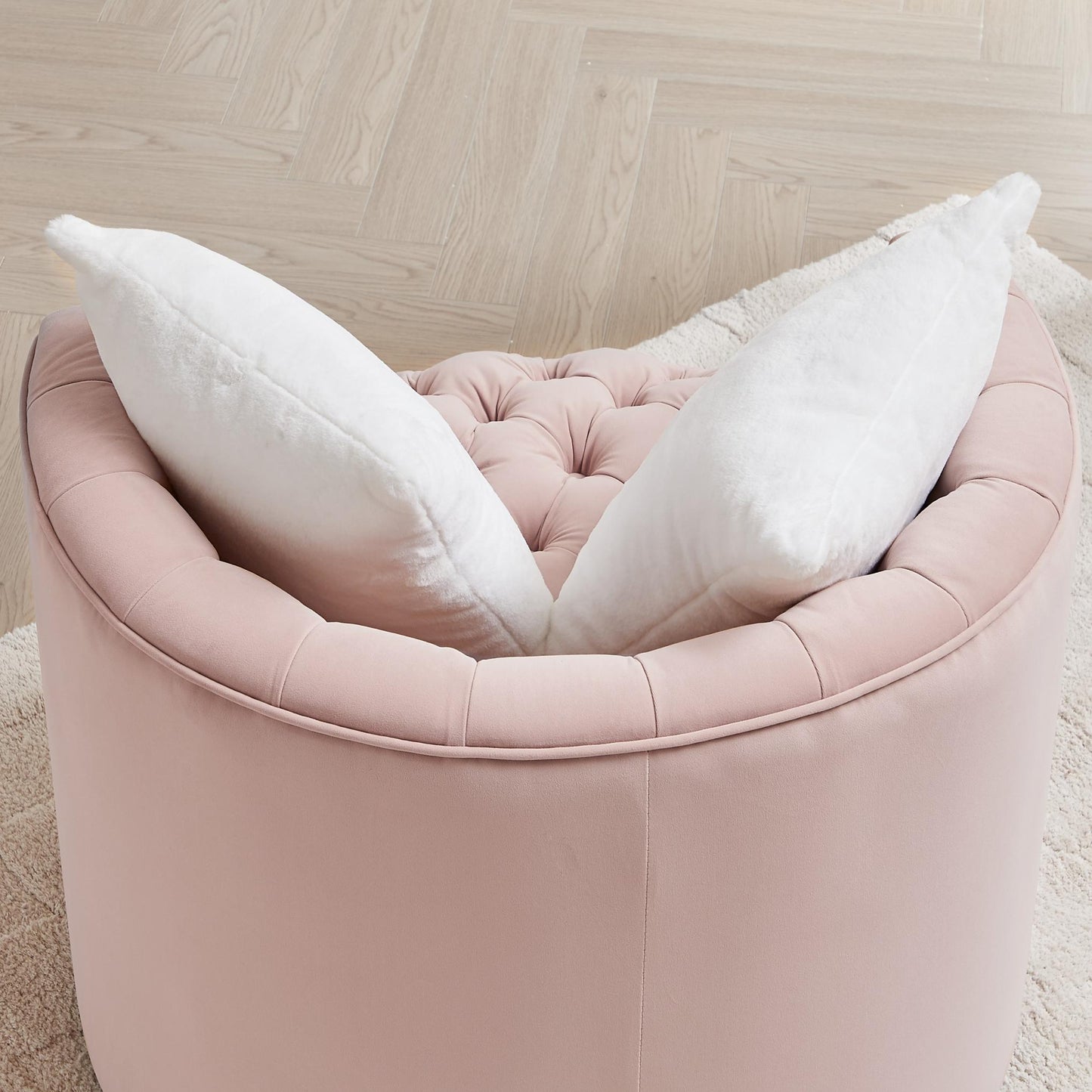 360° Swivel Barrel Chair with Pillows