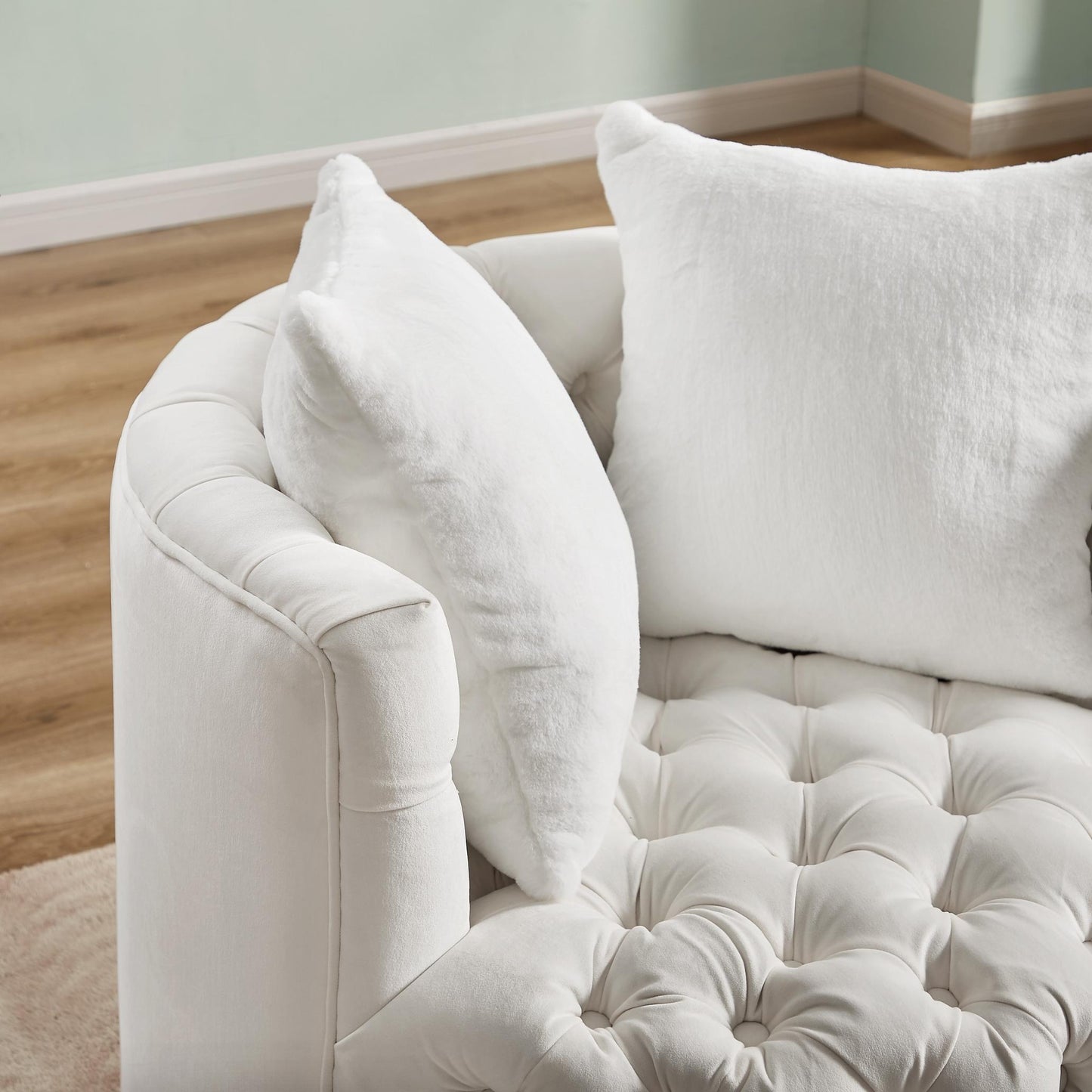 360° Swivel Barrel Chair with Pillows