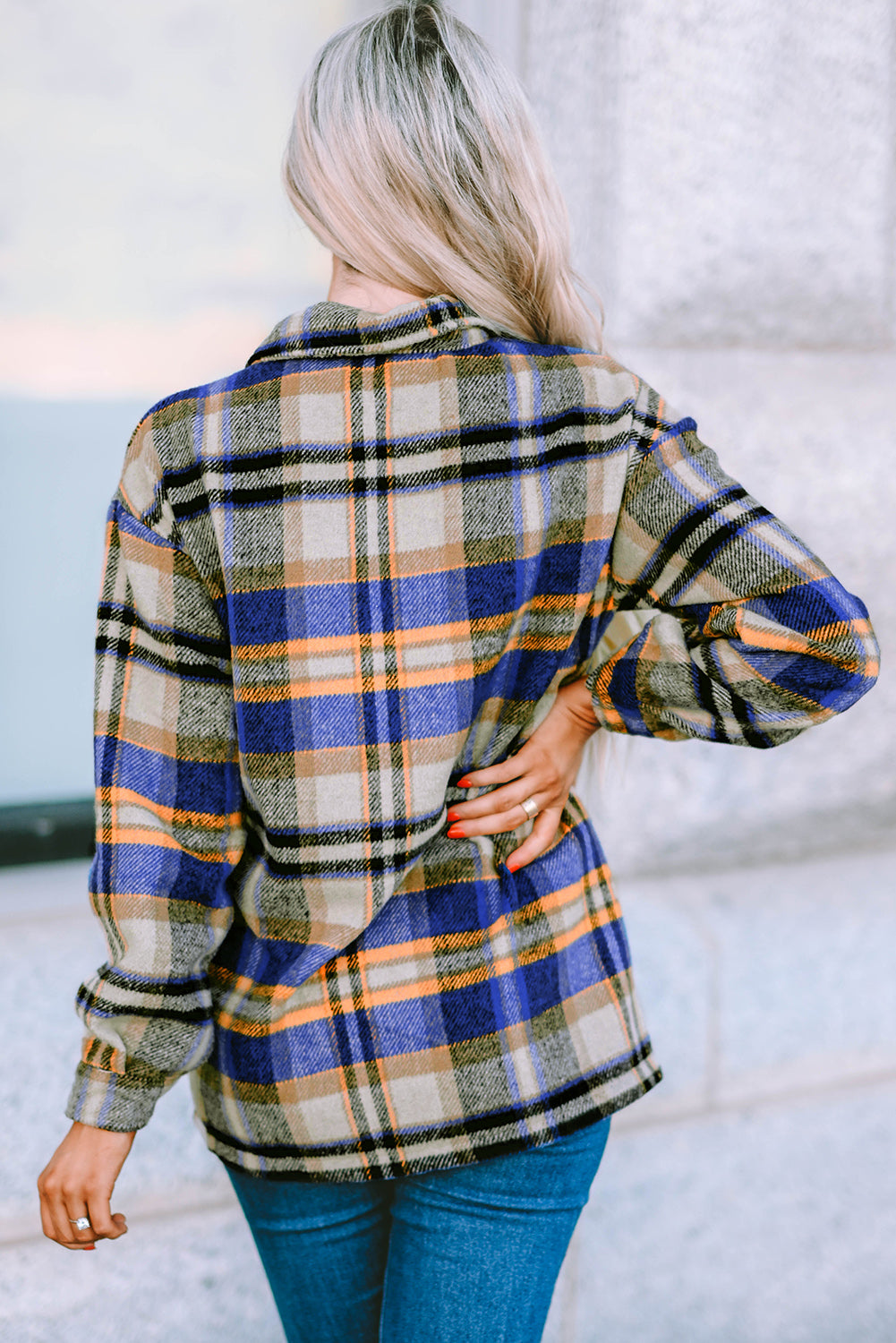 Multicolor Plaid Casual Button Up Flannel Shacket *