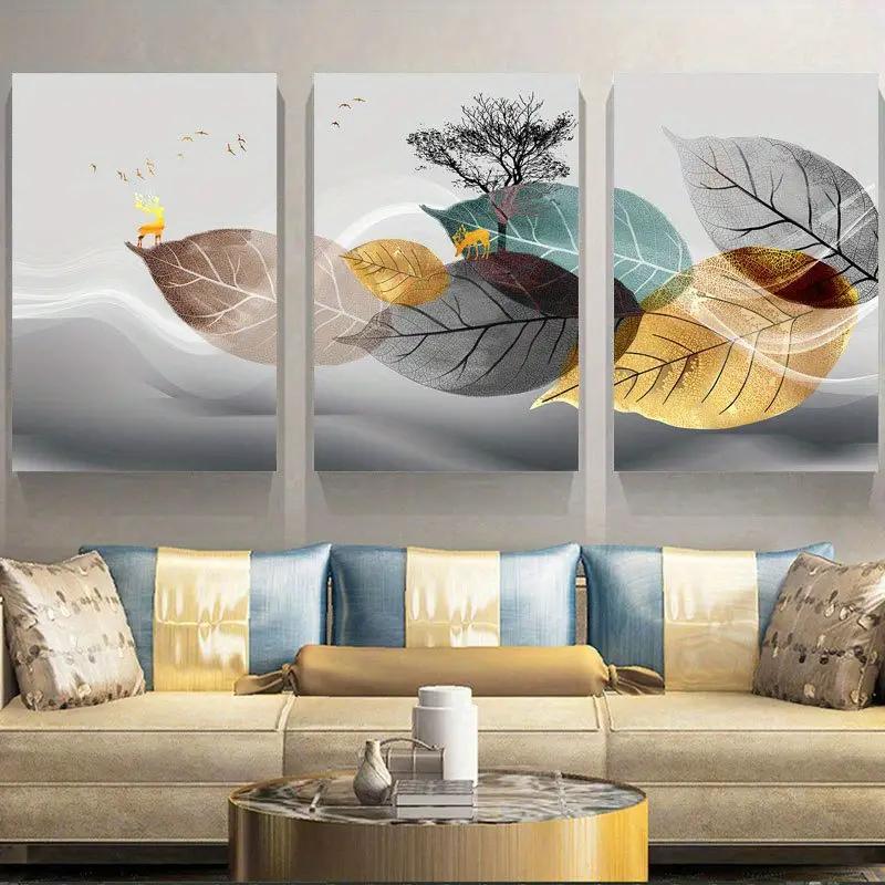 Abstract Wall Art Golden Autumn Leaves