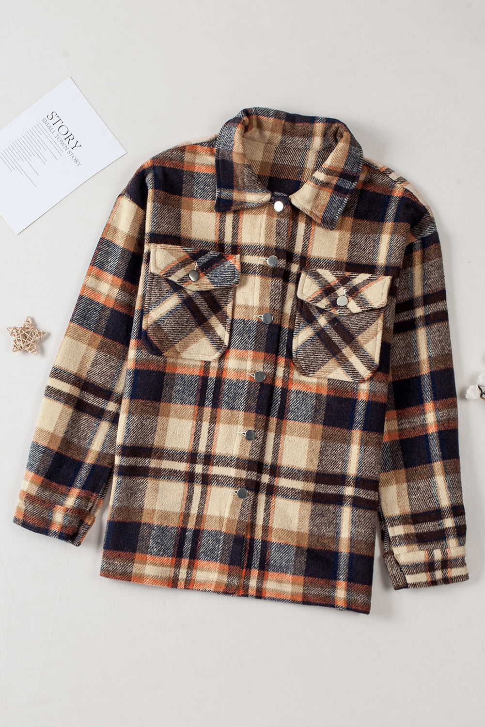 Multicolor Plaid Casual Button Up Flannel Shacket *