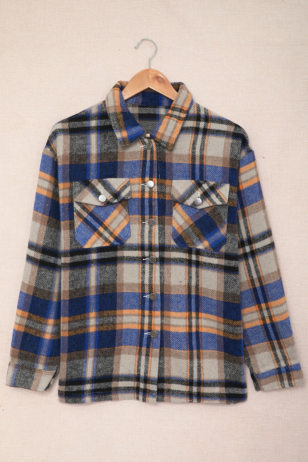 Multicolor Plaid Casual Button Up Flannel Shacket *