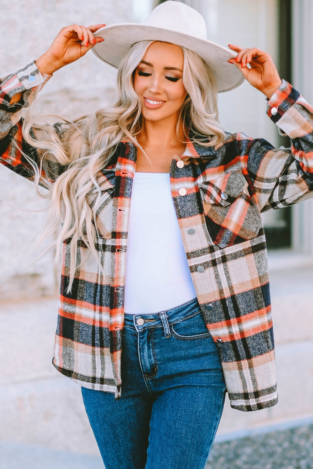 Multicolor Plaid Casual Button Up Flannel Shacket *