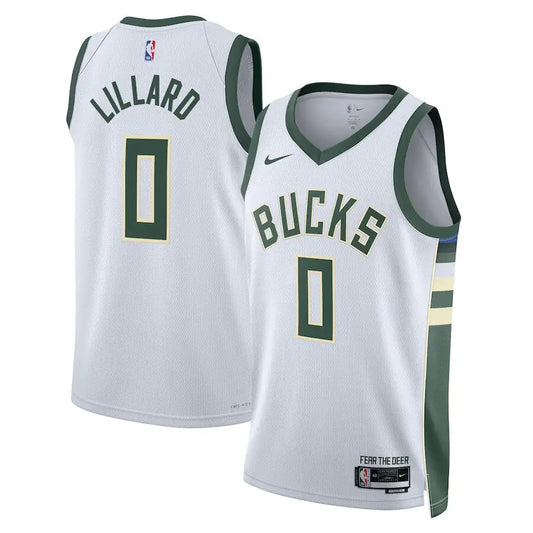 Milwaukee Bucks Damian Lillard White Jersey