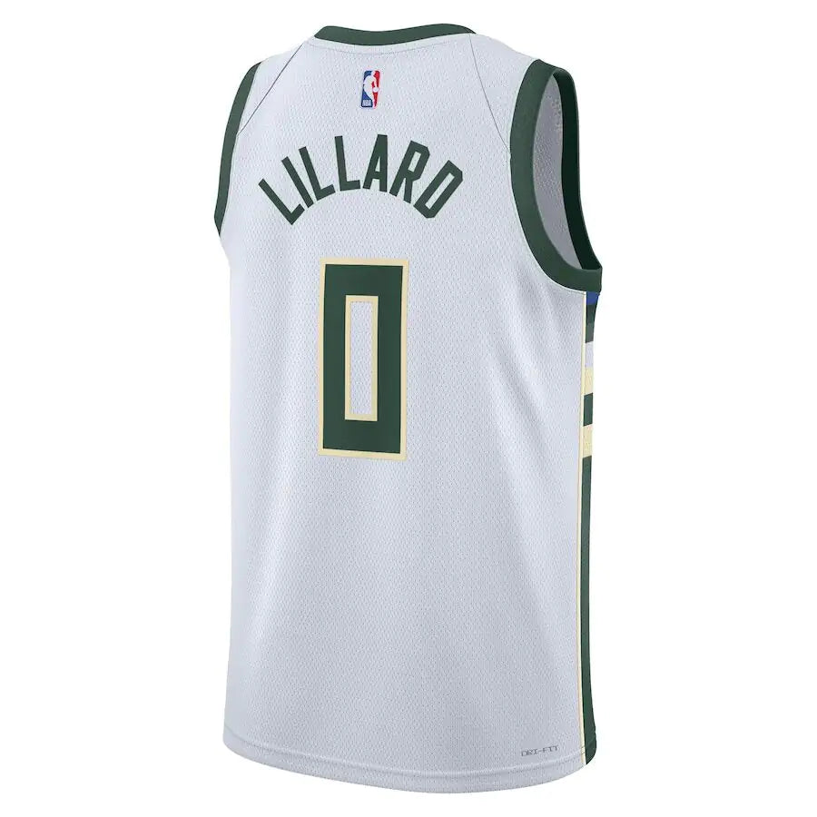 Milwaukee Bucks Damian Lillard White Jersey