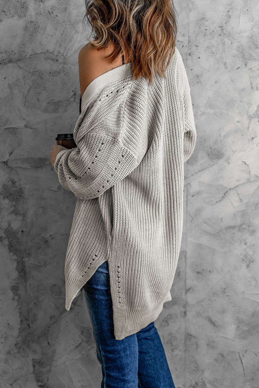 Khaki Fall Long Sleeve Long Cardigan Sweater *