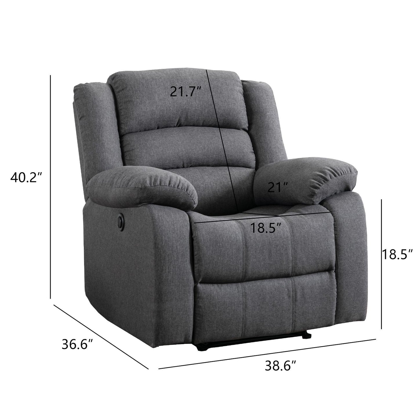 Classic Electric Recliner with Soft Cushion and Back, Armchair