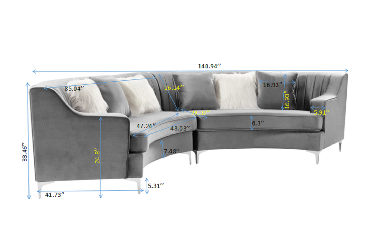 Velvet Curved Oversize Sofa for Living Room