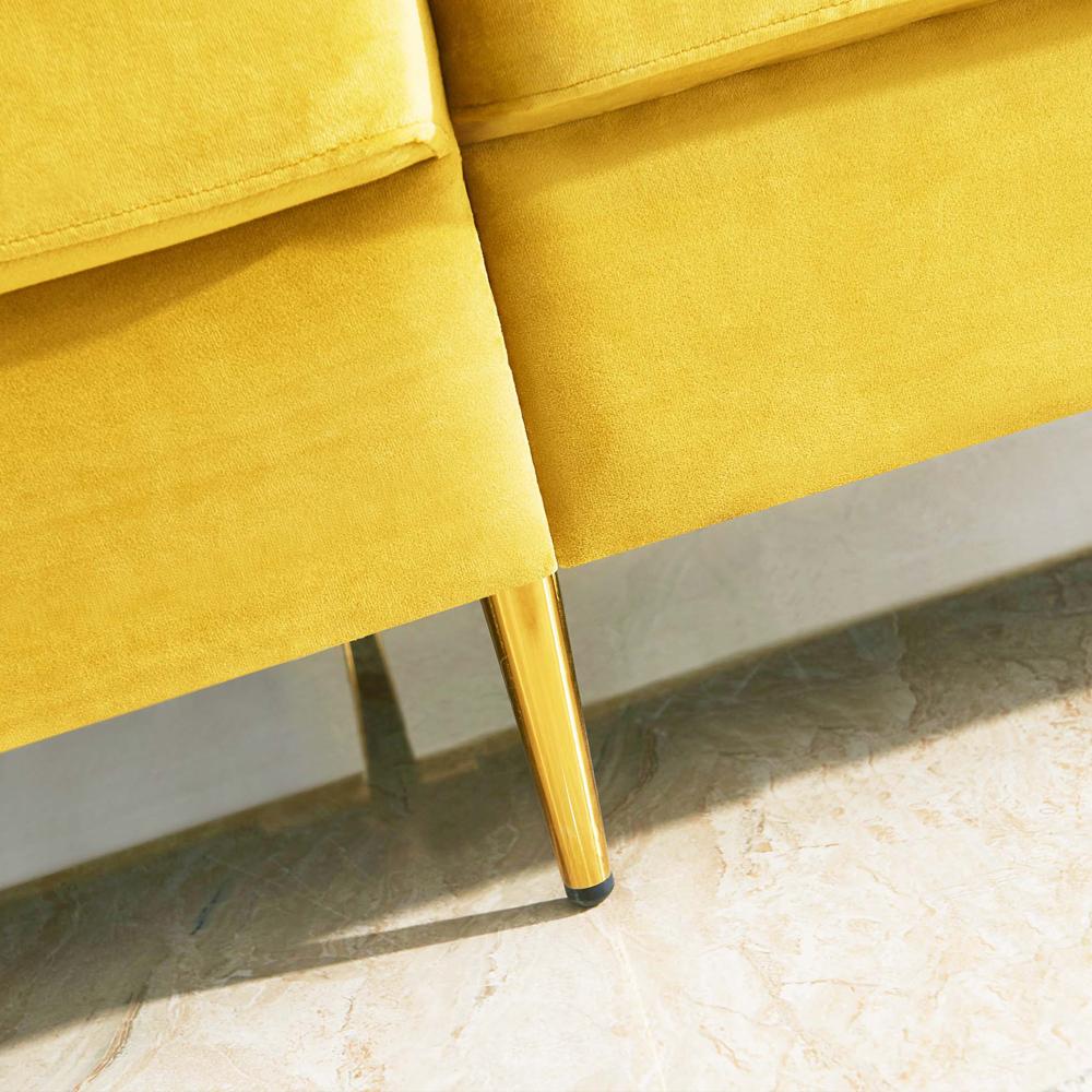 Modern Velvet fabric sofa 71" - Yellow